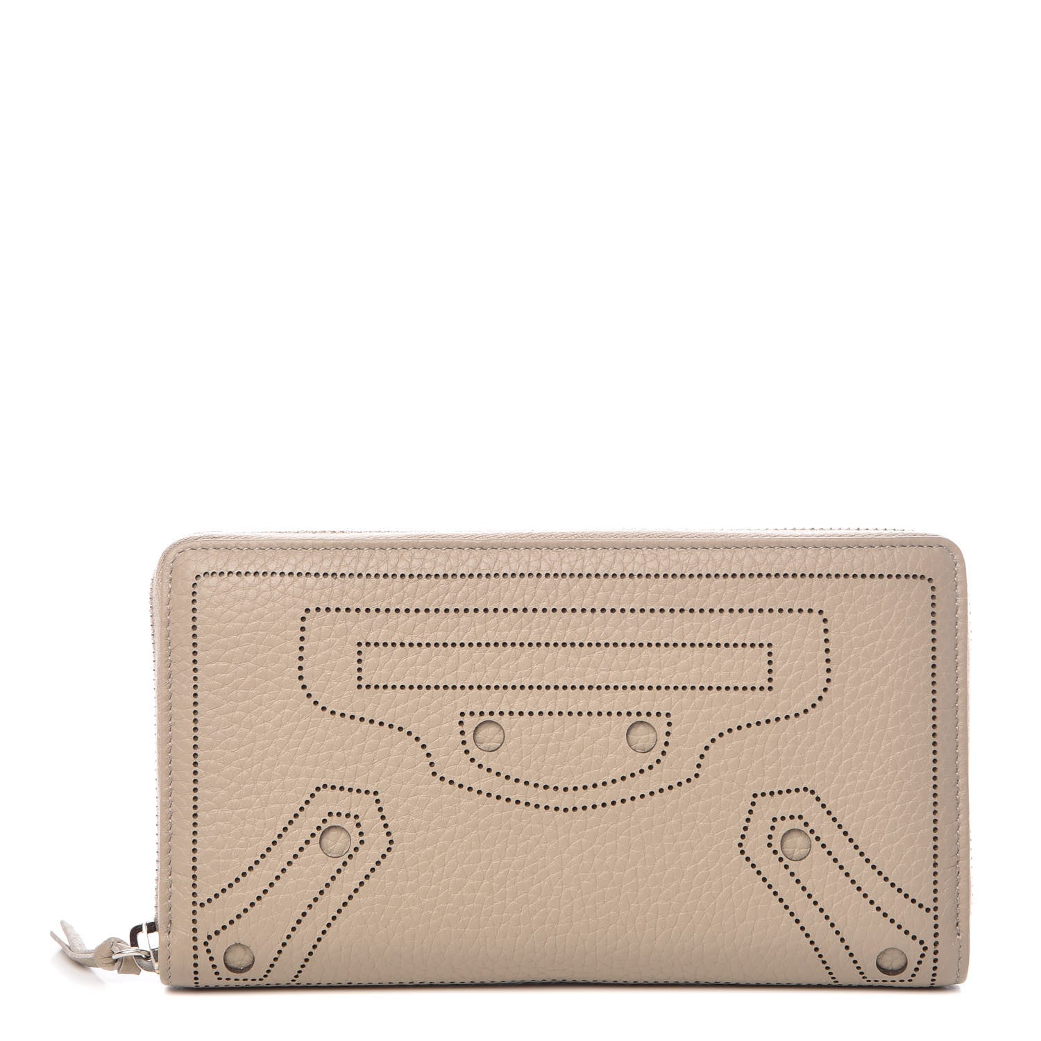 Balenciaga Veau Grana Perforated Blackout Hardware Continental Zip Around Wallet Gris Cendre 1 of 9