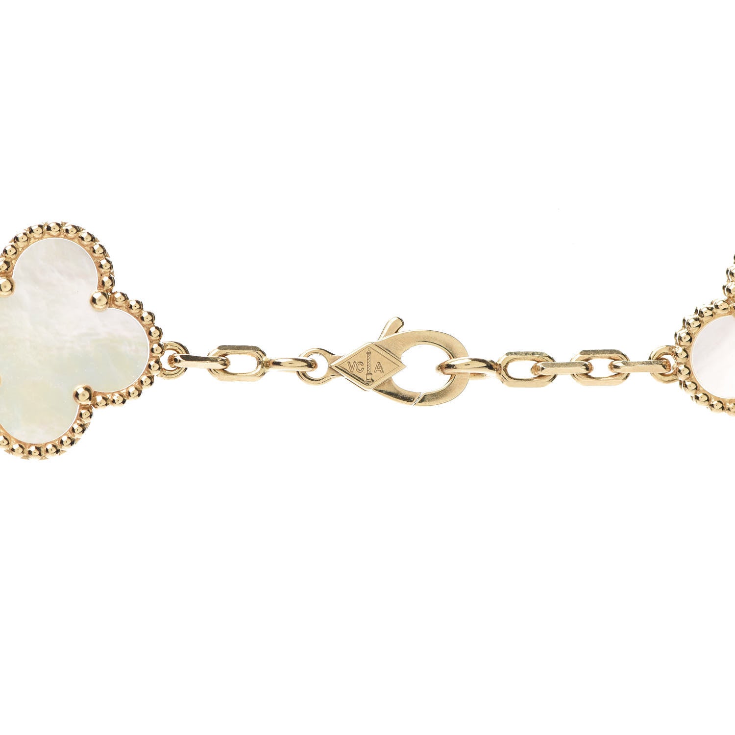 Van Cleef & Arpels 18K Yellow Gold Mother of Pearl 10 Motifs Vintage Alhambra Necklace 4 of 5