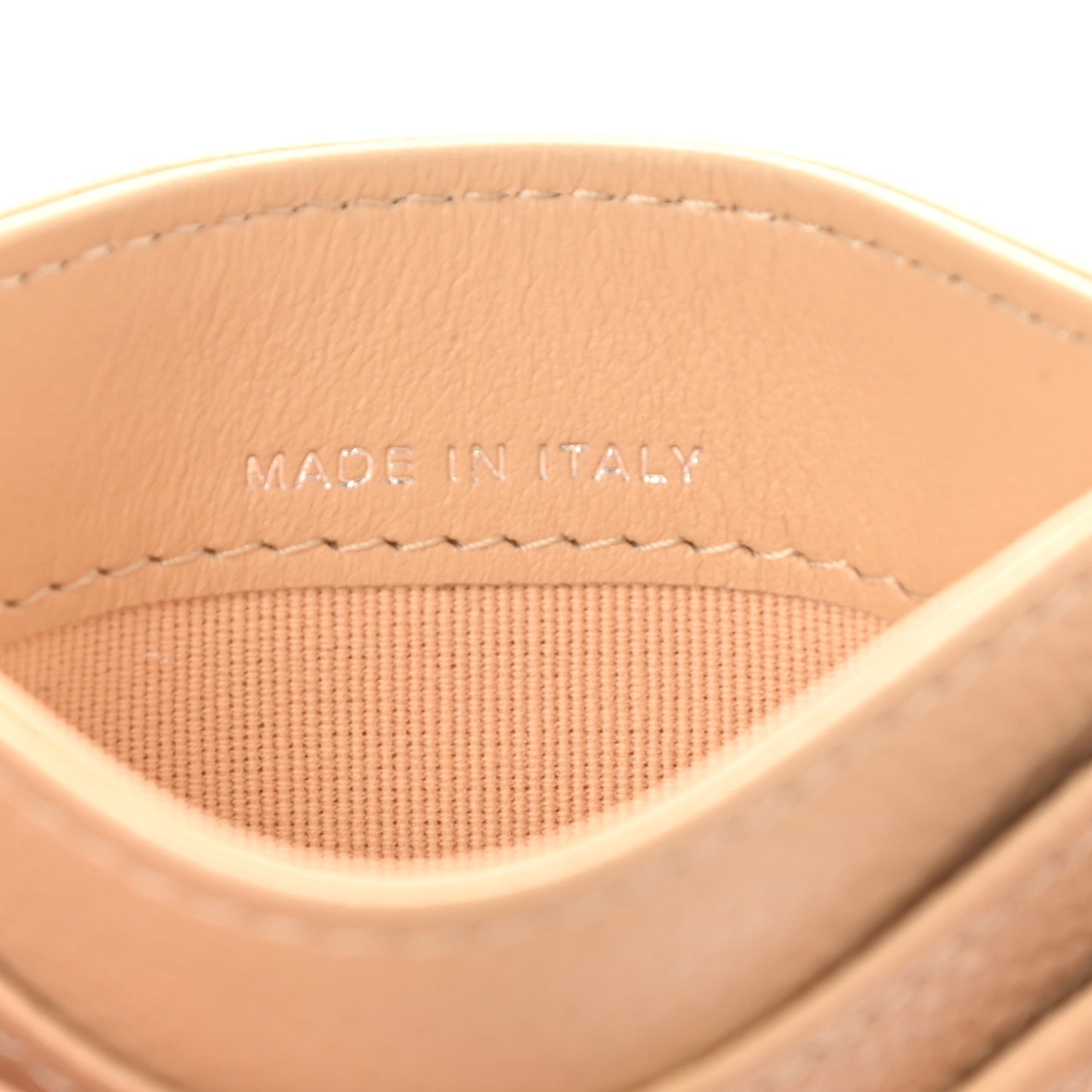 Caviar Quilted Card Holder Beige