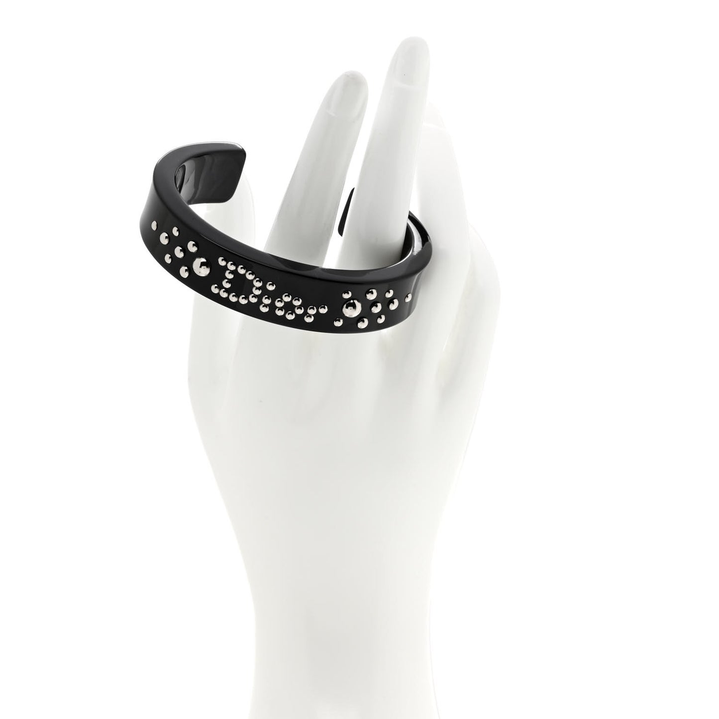 Resin Stud Logo Cuff Bracelet Black
