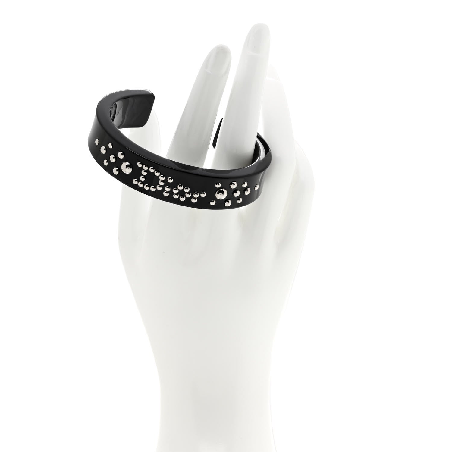 Christian Dior Resin Stud Logo Cuff Bracelet Black 2 of 4