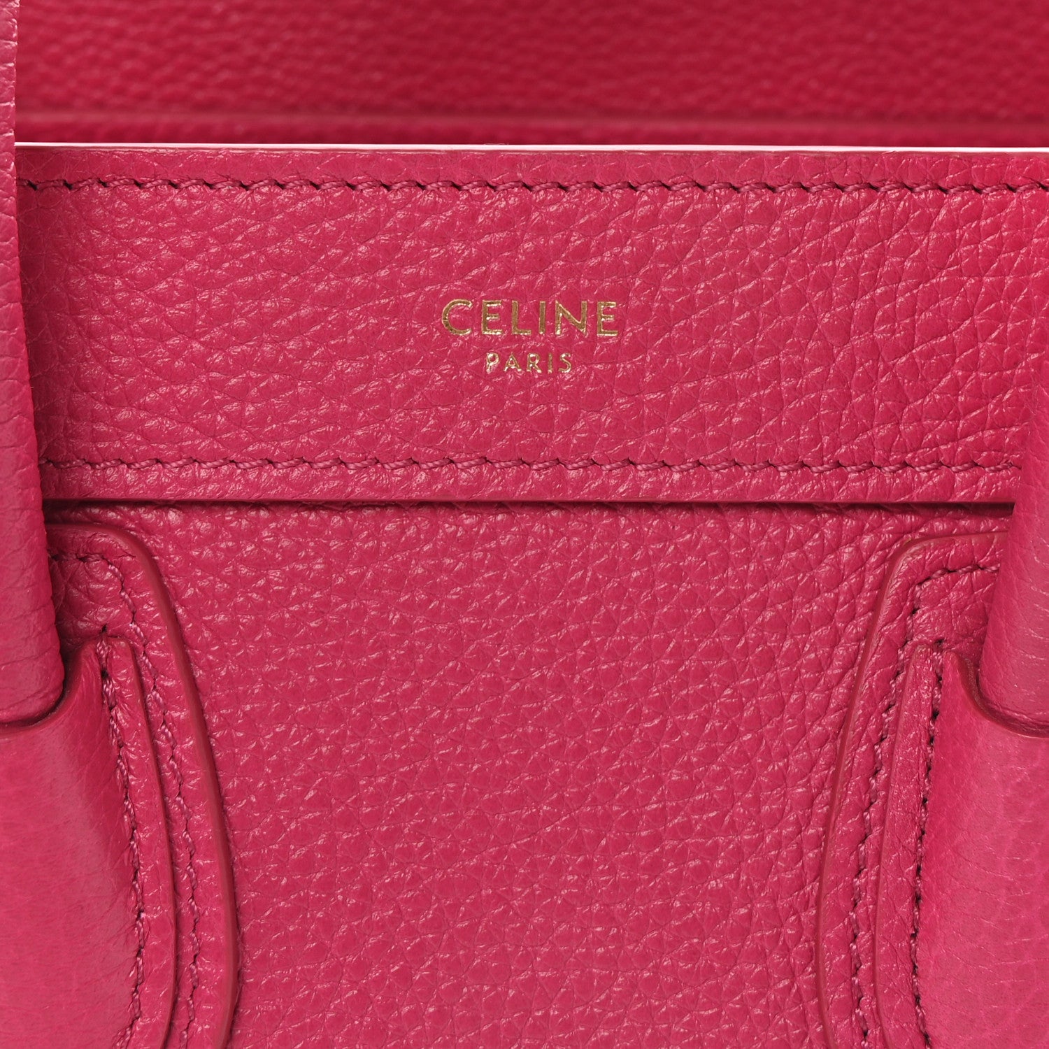 Celine Drummed Calfskin Nano Luggage Fuchsia 8 of 10
