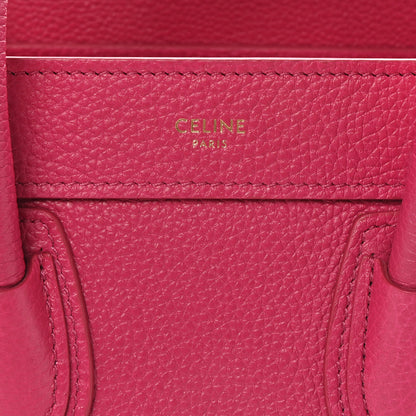 Celine Drummed Calfskin Nano Luggage Fuchsia 8 of 10