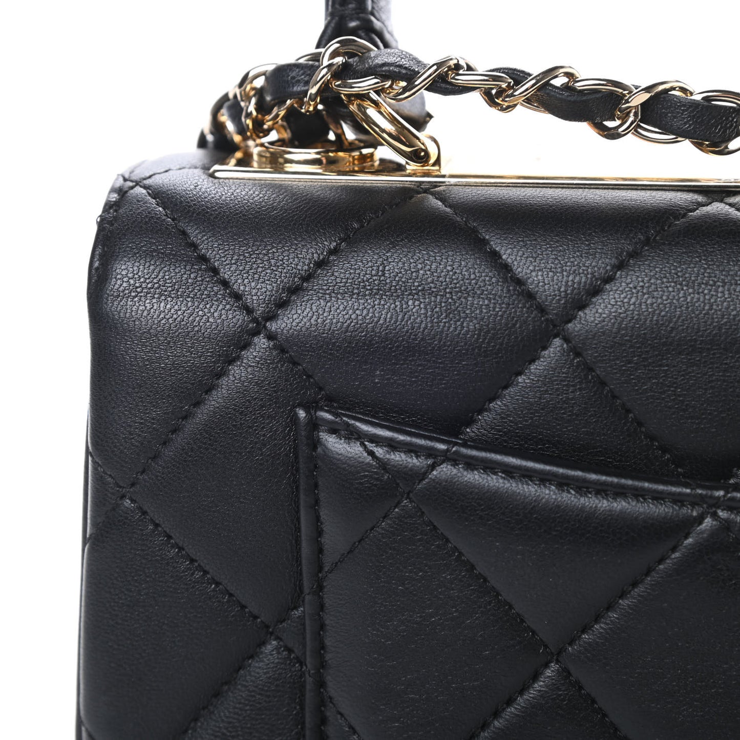 Lambskin Quilted Small Trendy CC Dual Handle Flap Bag Black