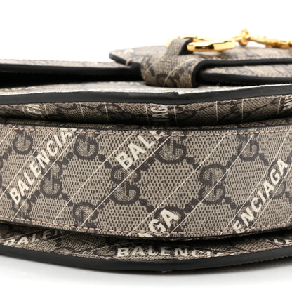 Gucci X BALENCIAGA GG Supreme Monogram Logo Print Horsebit 1955 Shoulder Bag Beige Ebony 10 of 10
