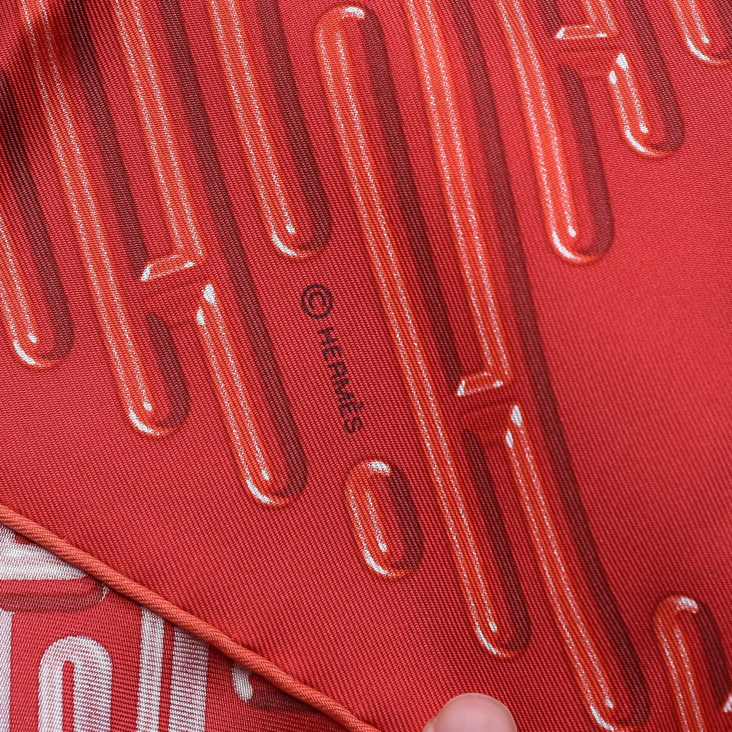 Silk Parcours D'H Scarf 90 Rouge Corail Capucine