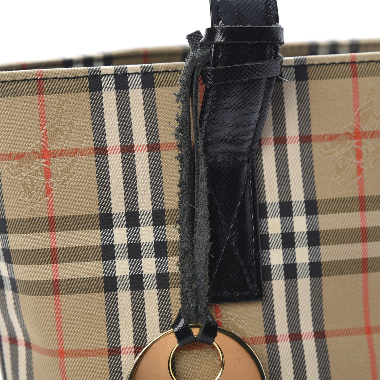 Burberry Grainy Calfskin Haymarket Check Tote Black 11 of 11