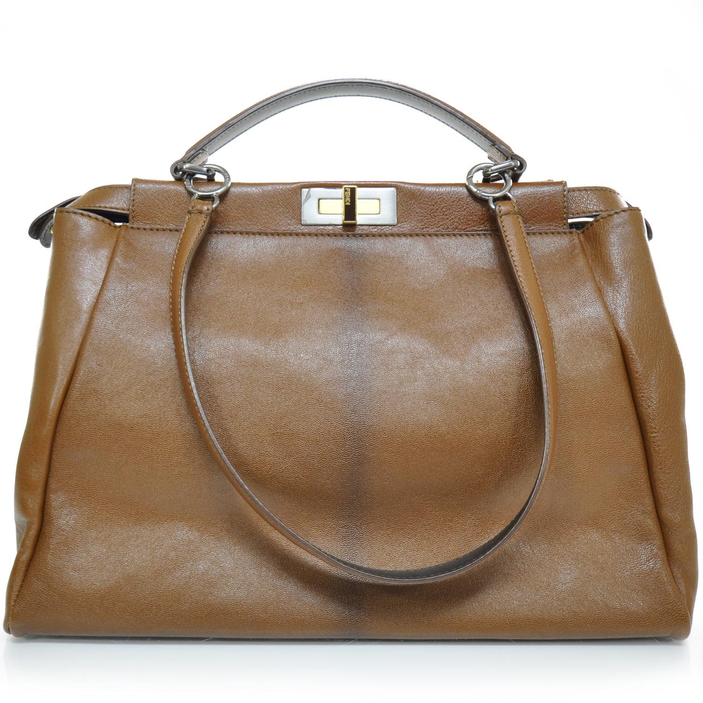 Goatskin Zucca Large Peekaboo Iconic Satchel Brown