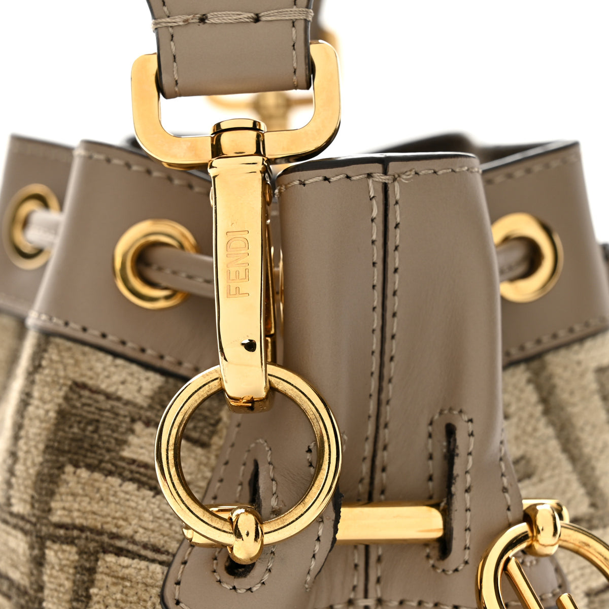 Fendi Chenille Vitello King FF Mini Mon Tresor Bucket Bag Tortora Nuvola 12 of 14