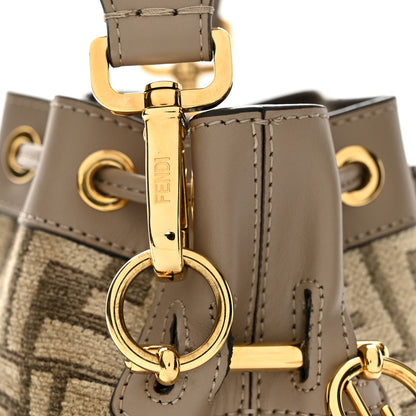 Fendi Chenille Vitello King FF Mini Mon Tresor Bucket Bag Tortora Nuvola 12 of 14