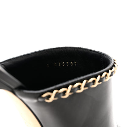 Chanel Lambskin Grosgrain Cap Toe Chain Mule 41 Black 9 of 11