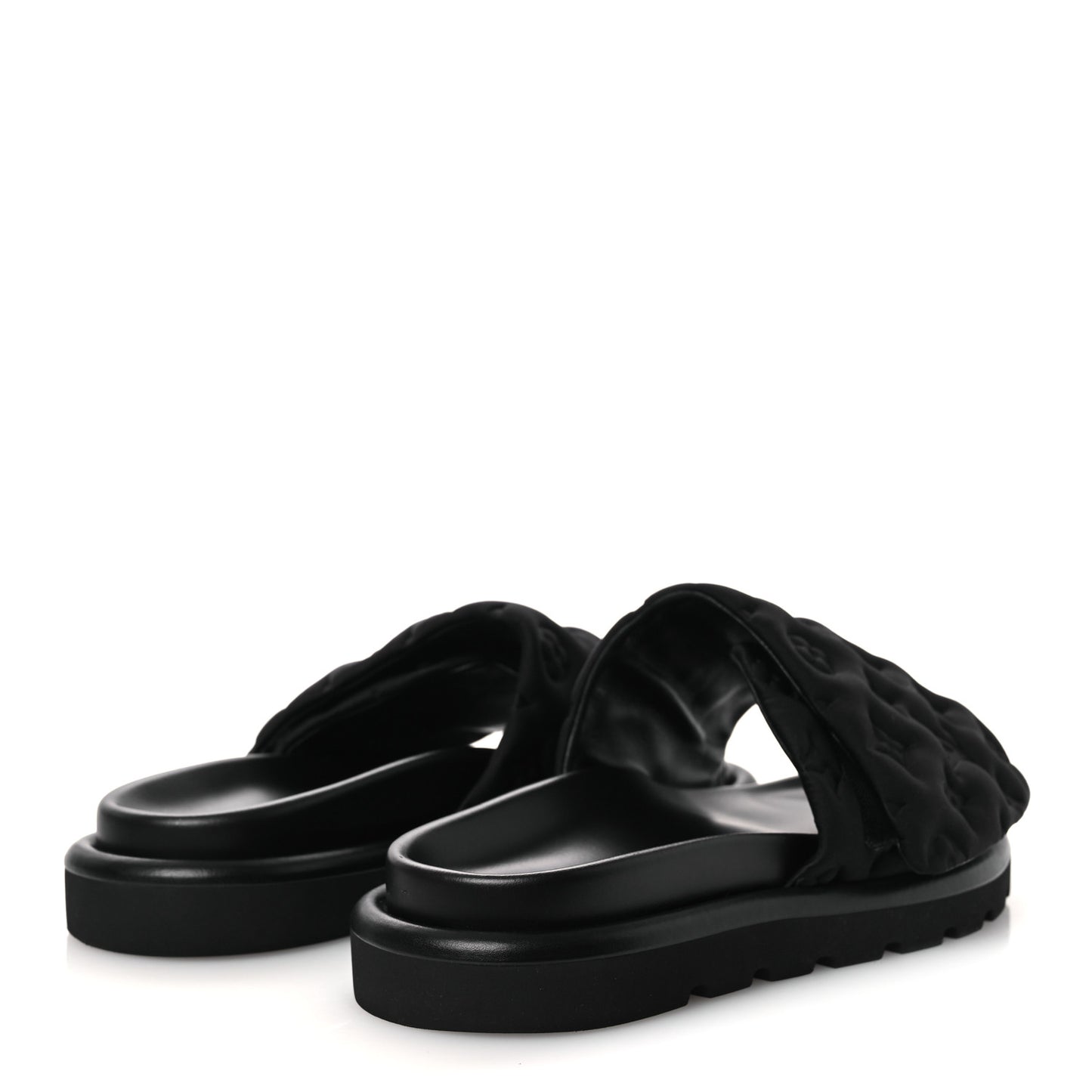 Technical Fabric Embossed Monogram Pool Pillow Comfort Mules 41 Black