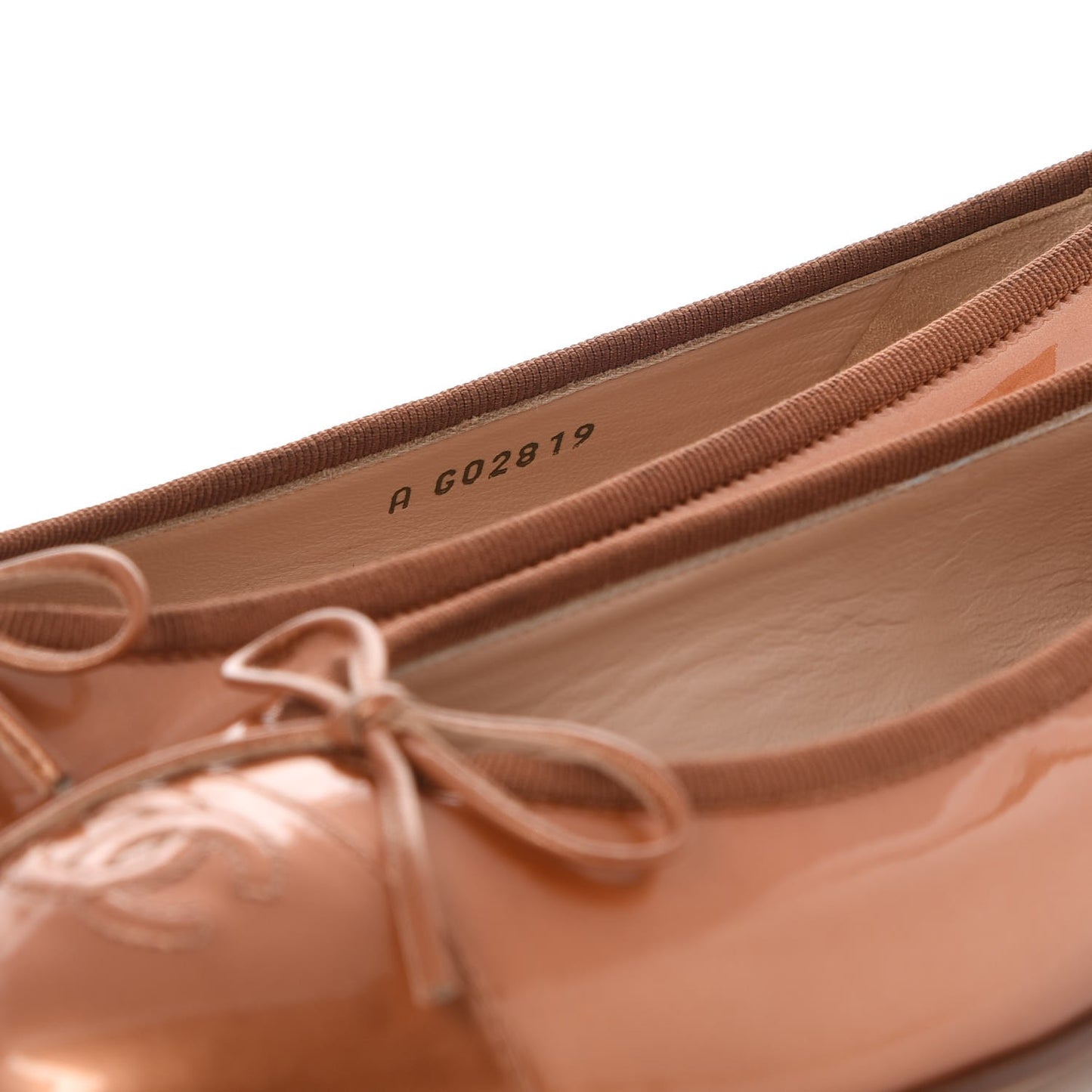 Patent CC Cap Toe Ballerina Flats 36 Beige Fonce