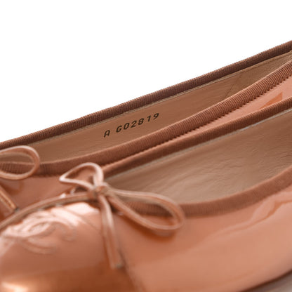 Chanel Patent CC Cap Toe Ballerina Flats 36 Beige Fonce 8 of 14