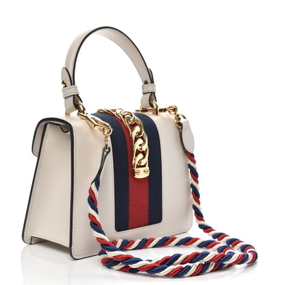 Gucci Calfskin Mini Sylvie Top Handle Bag White 3 of 12