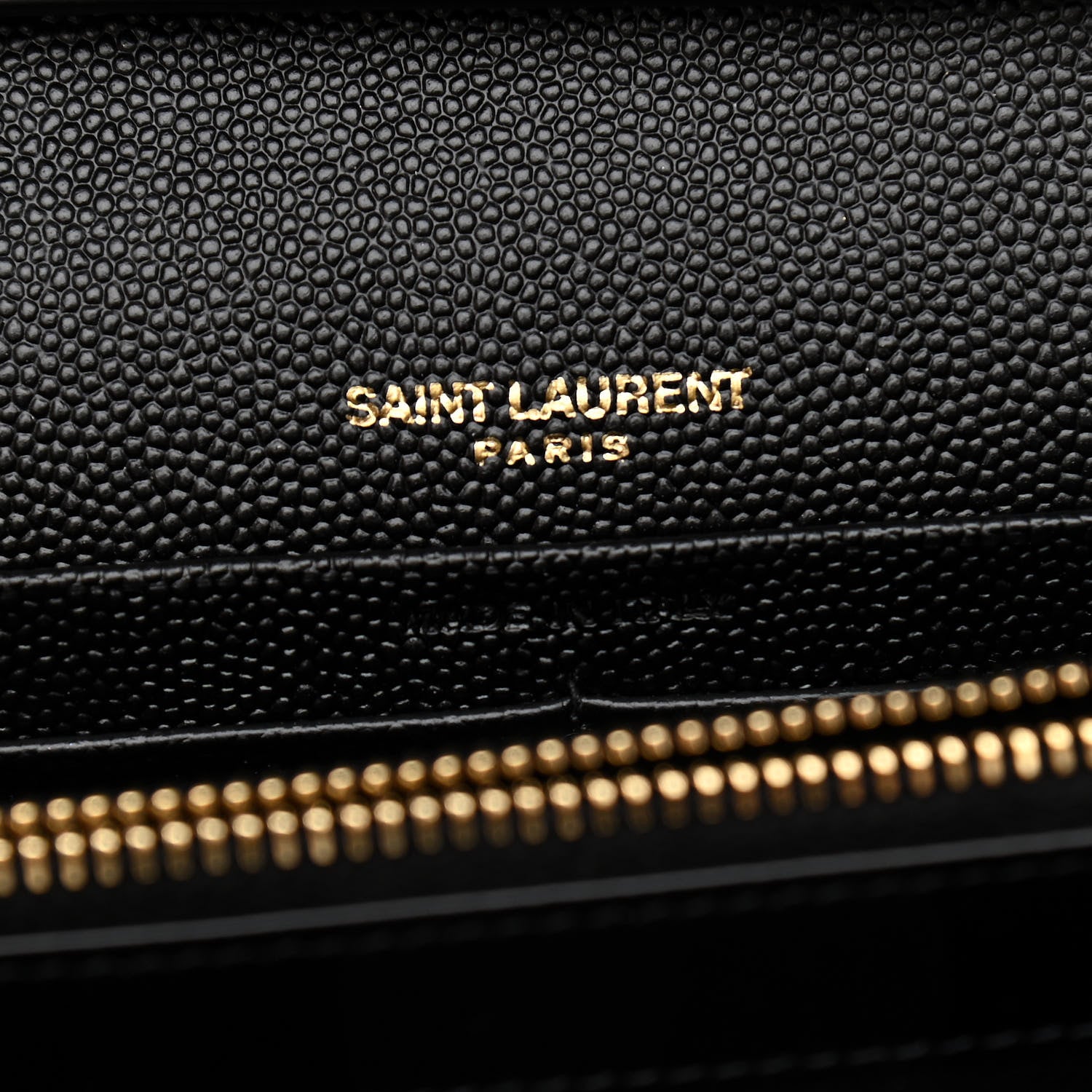Saint Laurent Grain De Poudre Matelasse Chevron Monogram Chain Wallet Black 6 of 11