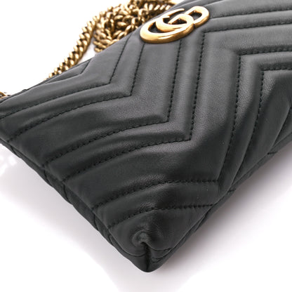 Gucci Calfskin Matelasse Mini GG Marmont Chain Bag Black 8 of 11