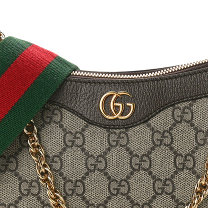 Gucci GG Supreme Monogram Textured Dollar Calfskin Web Small Ophidia GG Handbag Beige Ebony New Acero 7 of 10