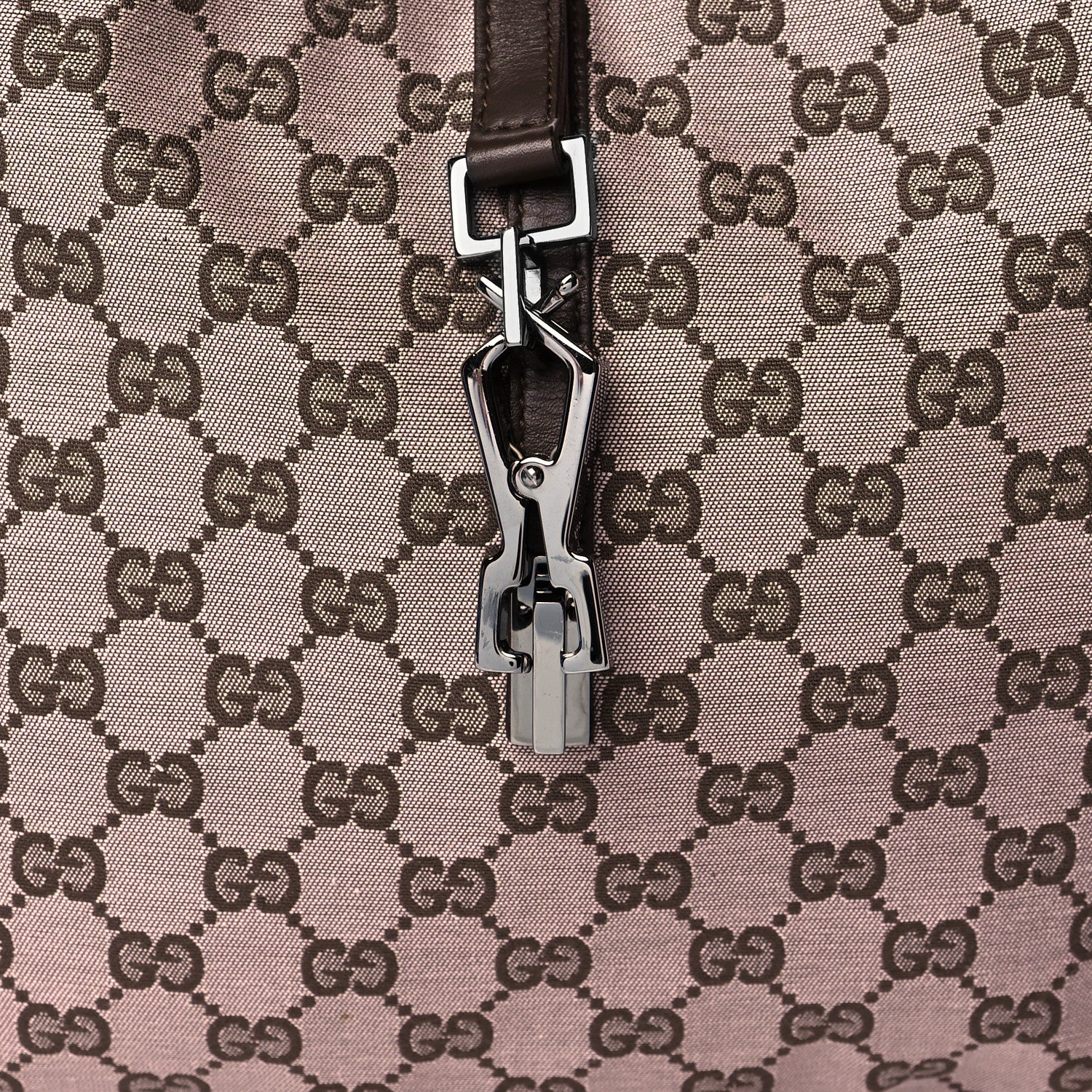 Gucci Monogram Lobster Clasp Jackie O Hobo Brown 8 of 10