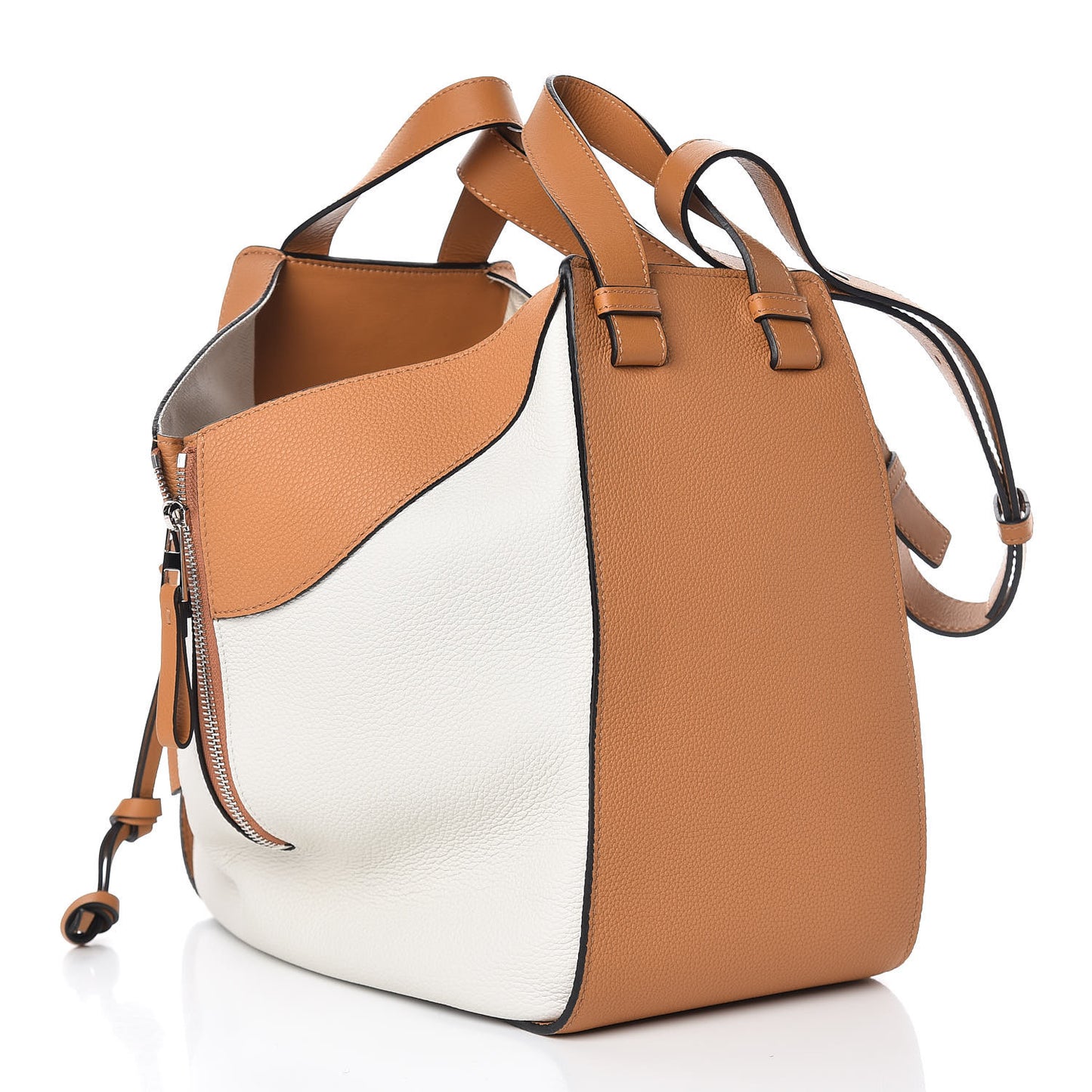 Calfskin Medium Hammock Shoulder Bag Tan White