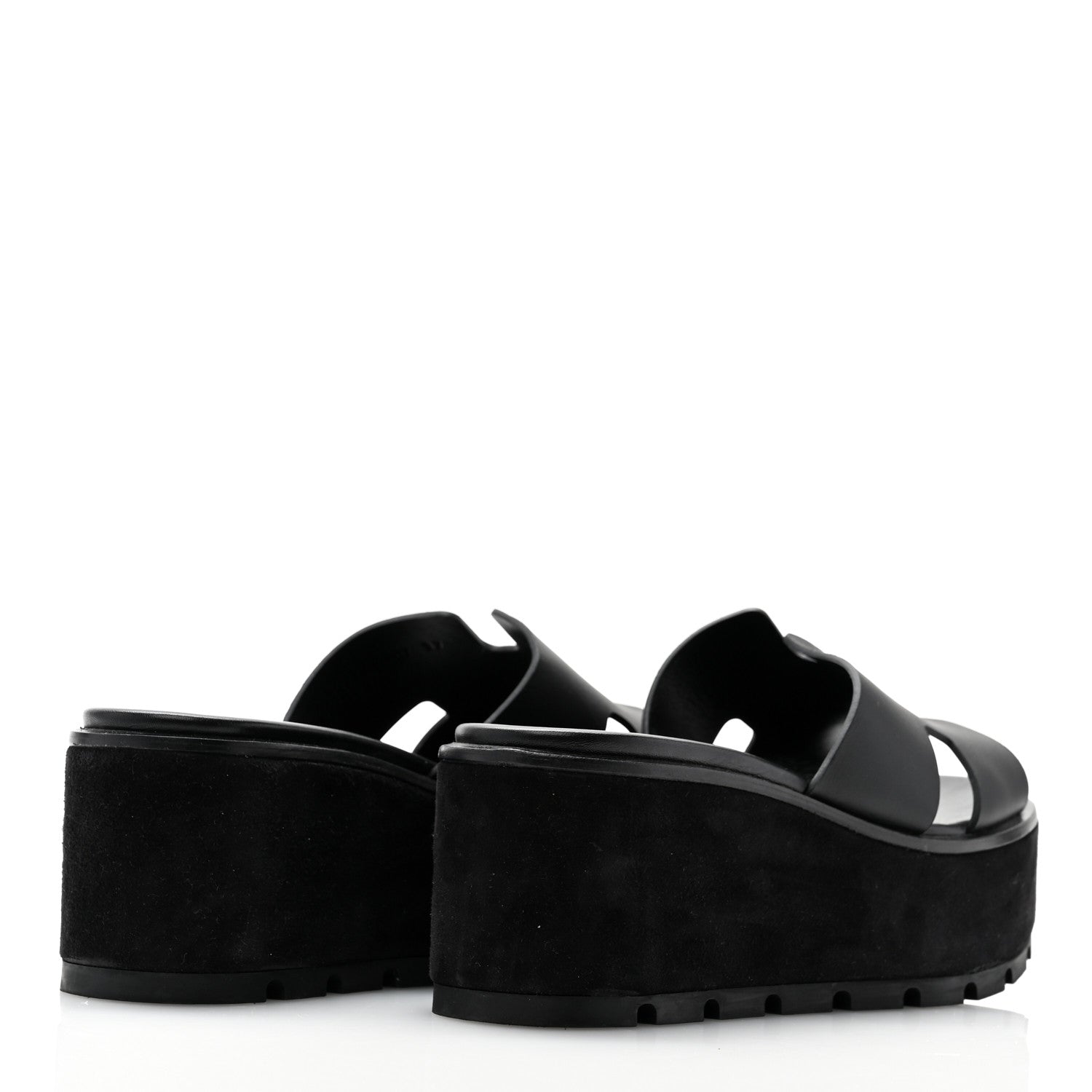 Hermes Calfskin Suede Eze 30 Sandals 37 Black 4 of 10