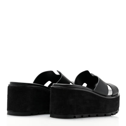Hermes Calfskin Suede Eze 30 Sandals 37 Black 4 of 10