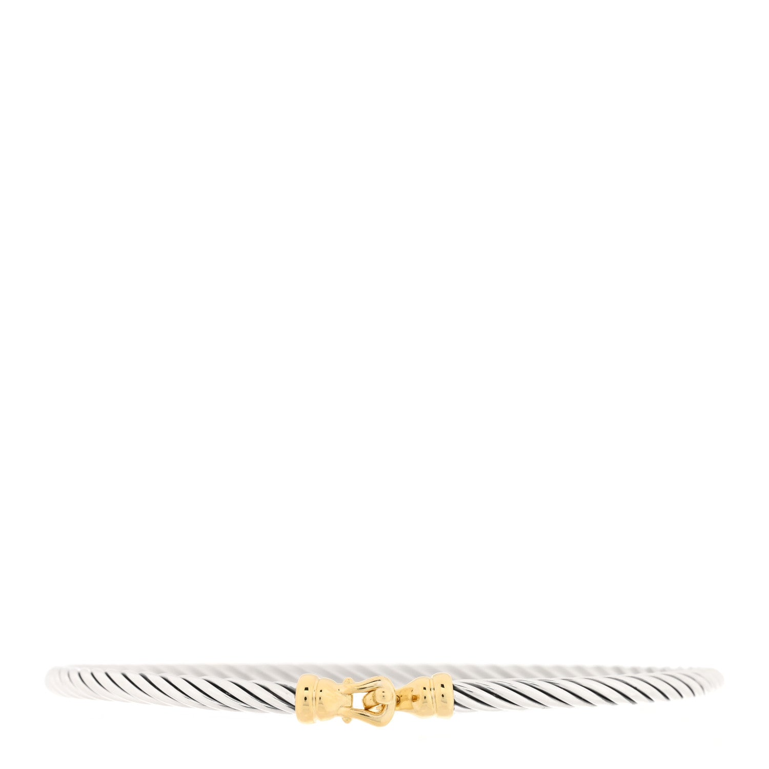 David Yurman Sterling Silver 18K Yellow Gold 3mm Cable Buckle Bracelet 1 of 3