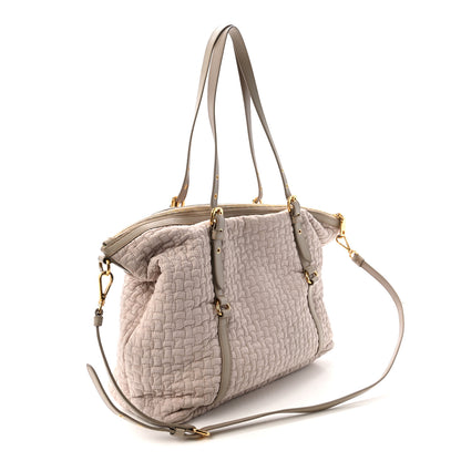 Prada Quilted Nylon Saffiano Shopping Satchel Pomice 3 of 9