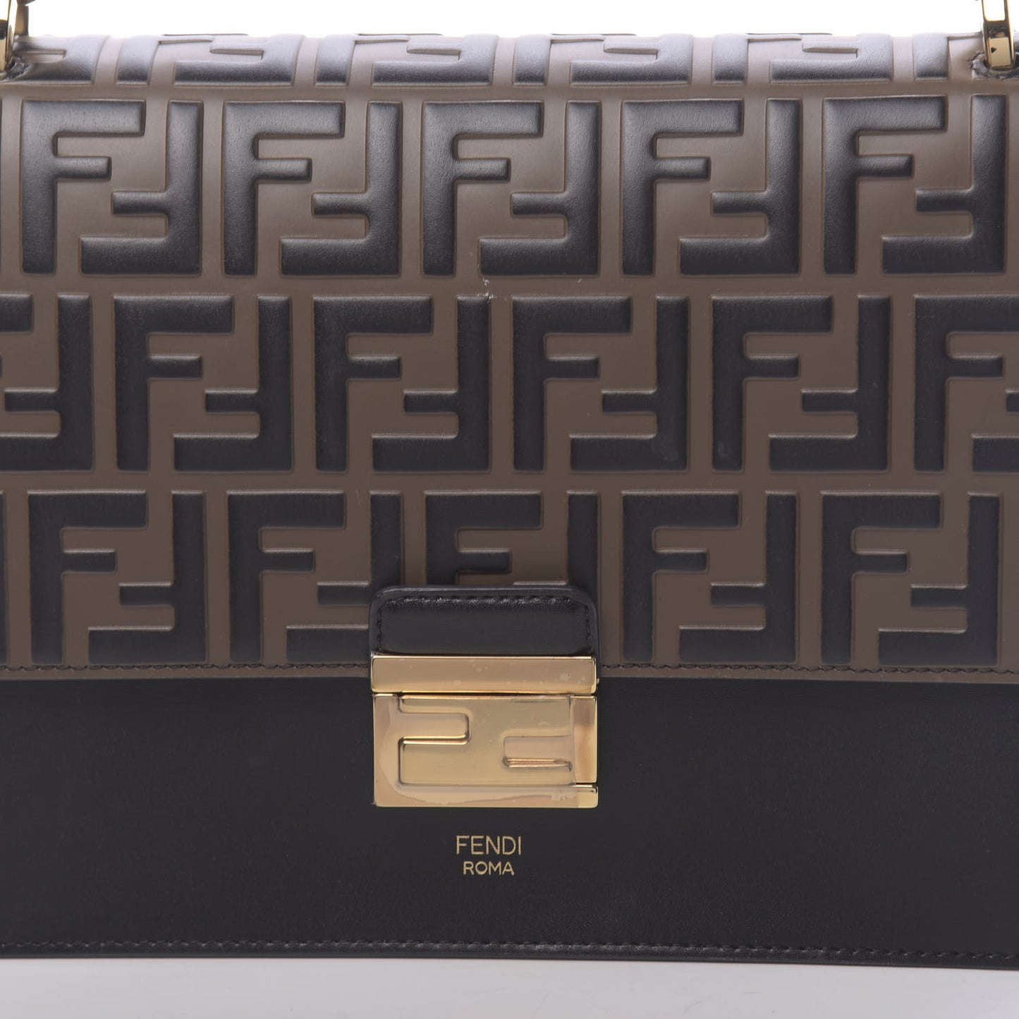 Vitello Liberty Bi-Color FF 1974 Embossed Kan U Shoulder Bag Black Maya