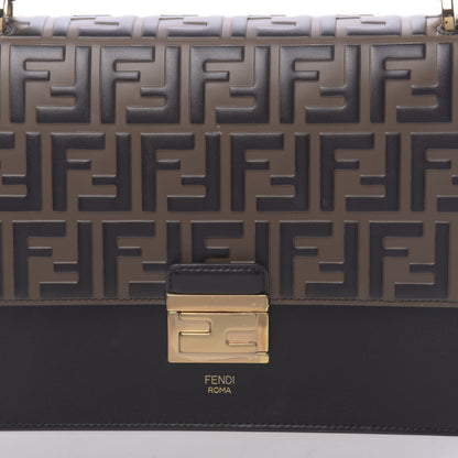 Fendi Vitello Liberty Bi-Color FF 1974 Embossed Kan U Shoulder Bag Black Maya 10 of 12