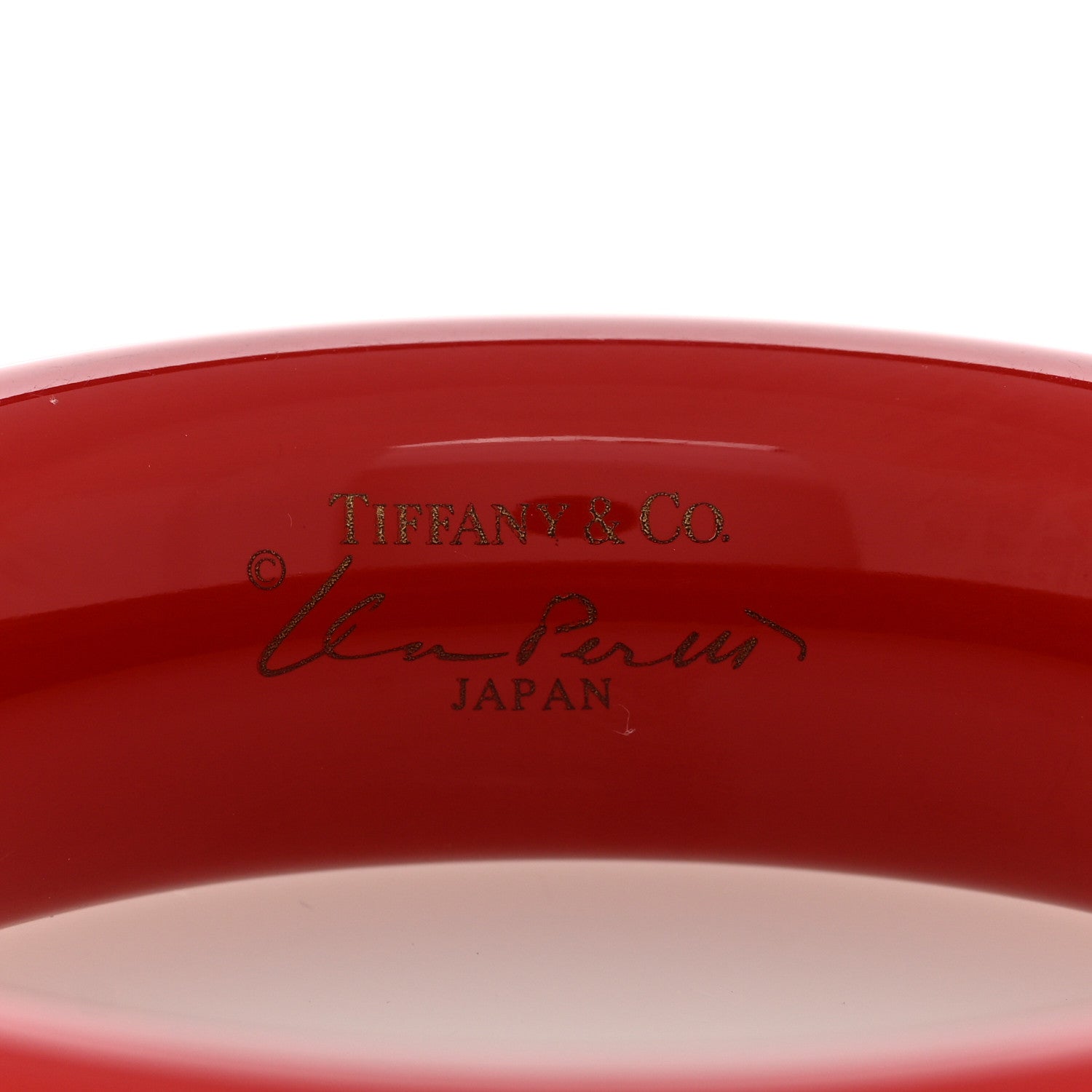 Tiffany Lacquer Hardwood Elsa Peretti Doughnut Bangle Bracelet Red 4 of 4