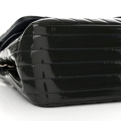 Chanel Patent Chevron Quilted Jumbo Double Flap Navy 9 of 18