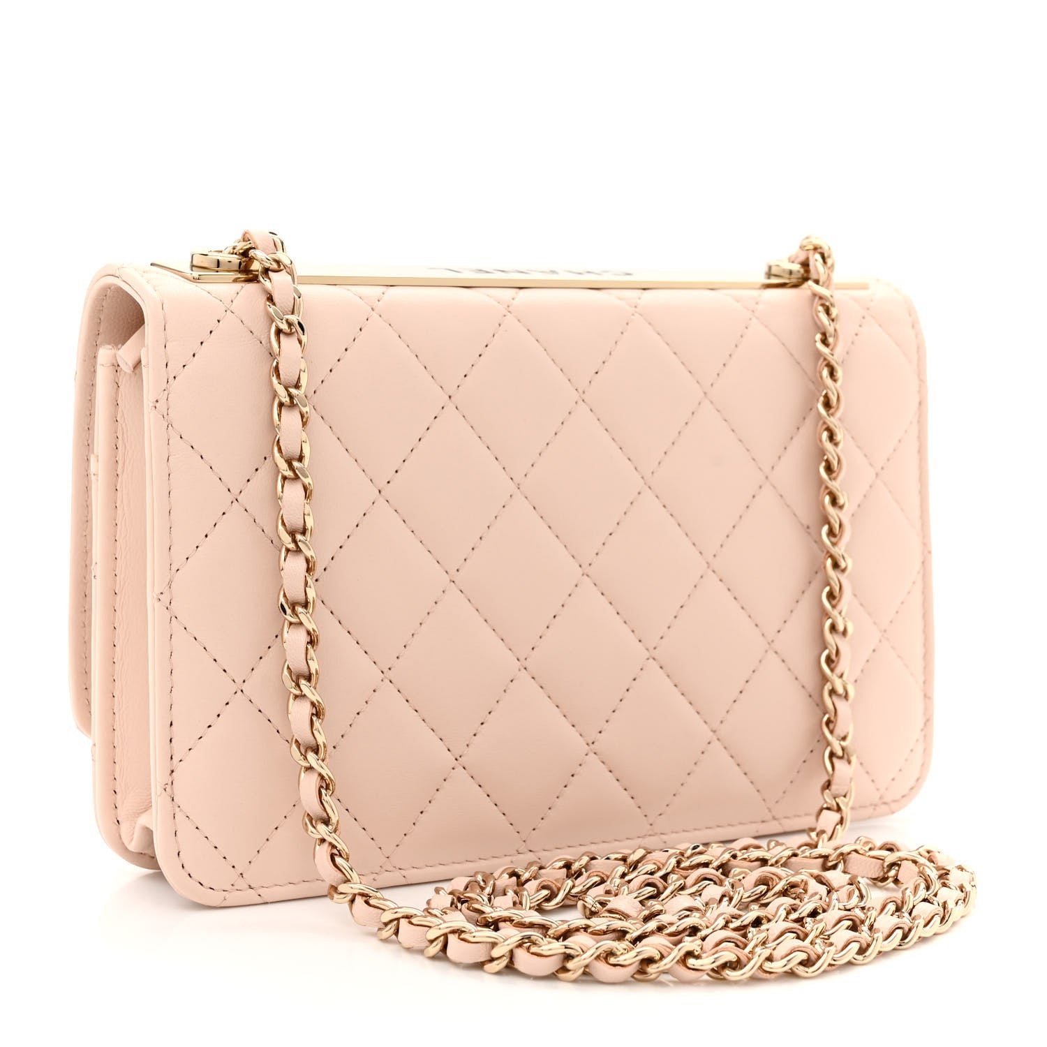 Chanel Lambskin Quilted Trendy CC Wallet On Chain WOC Light Beige 3 of 10