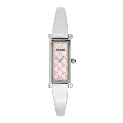 Gucci Stainless Steel Diamond Pink Mother of Pearl 12mm 1500L Horsebit Quartz Watch 1 of 4