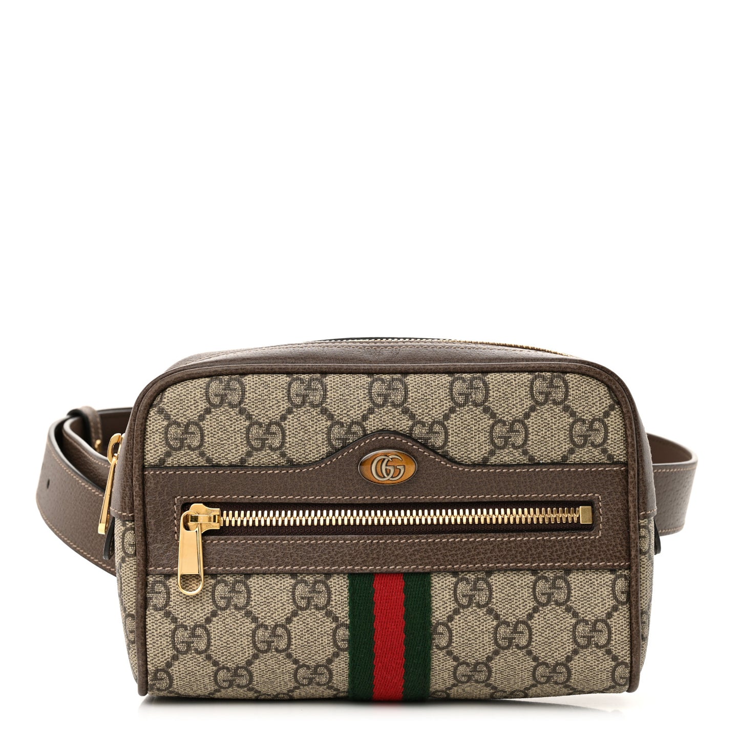 GG Supreme Monogram Web Small Ophidia Belt Bag 85 34 Dark Brown