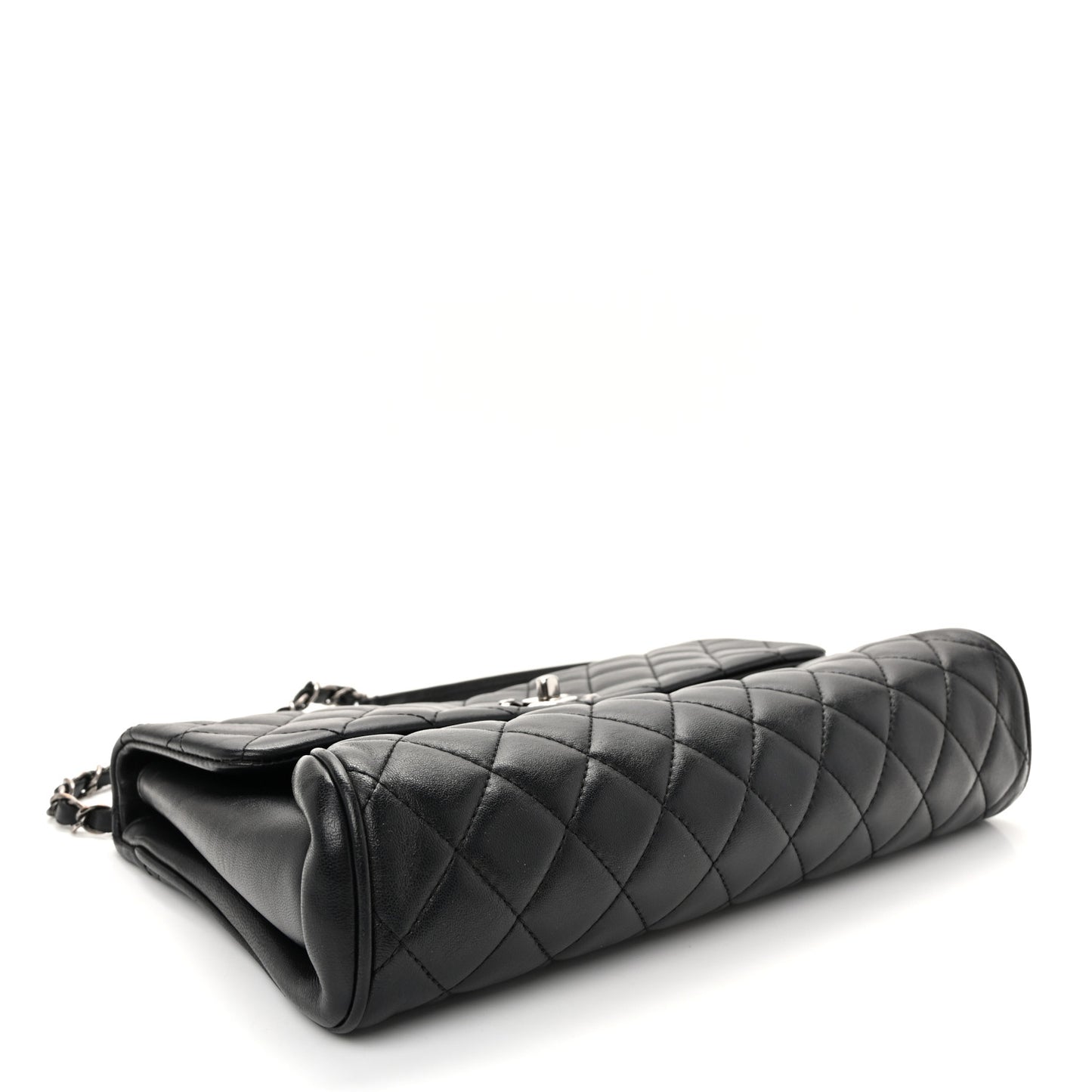 Calfskin Quilted Fold Up Again Flap Bag Black