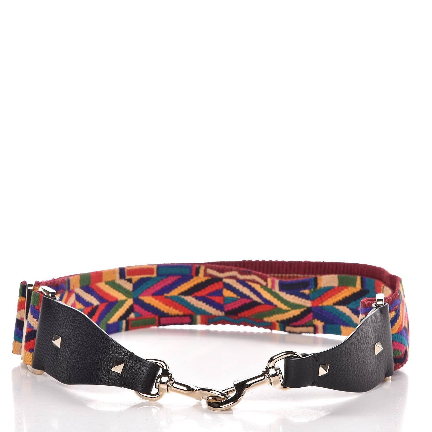 Valentino Garavani Canvas Geometric Embroidered Rockstud Guitar Strap Multicolor 3 of 4