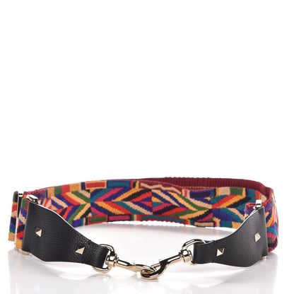 Valentino Garavani Canvas Geometric Embroidered Rockstud Guitar Strap Multicolor 3 of 4
