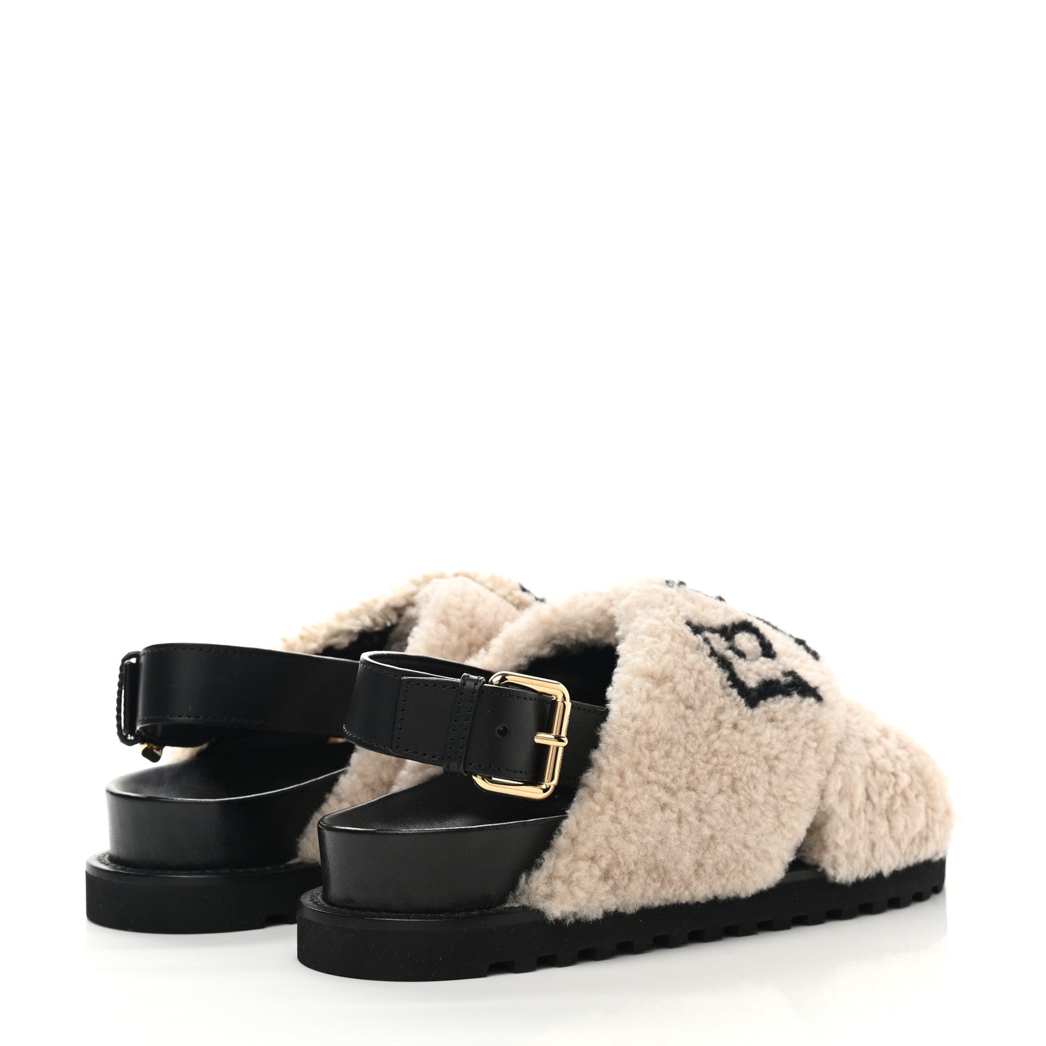 Louis Vuitton Shearling Paseo Sandals 39 Black 4 of 10