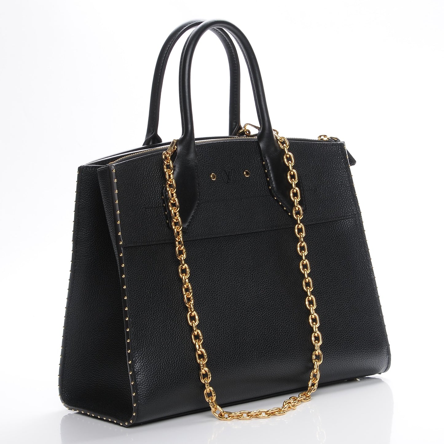 Calfskin Studded City Steamer MM Black