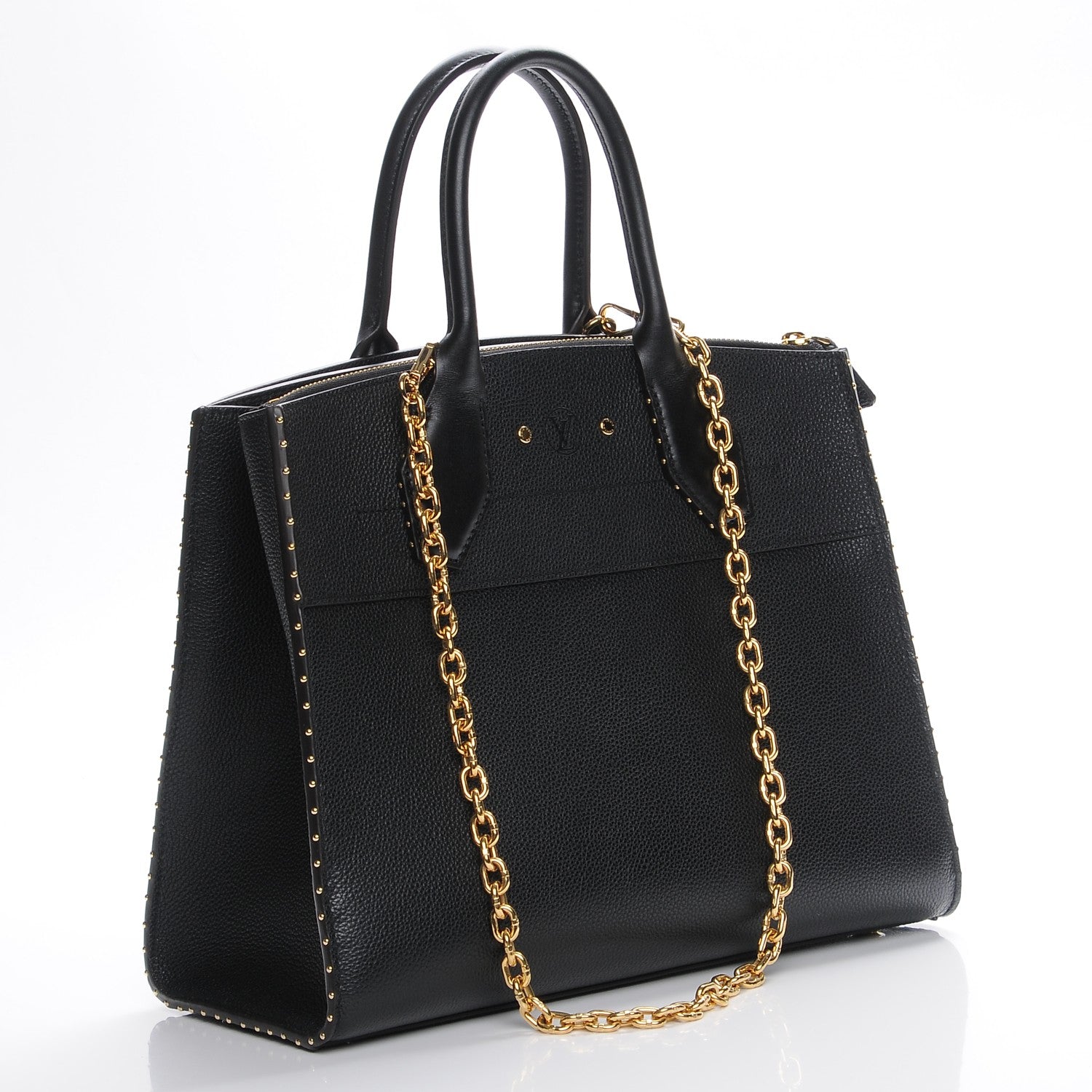 Louis Vuitton Calfskin Studded City Steamer MM Black 3 of 7
