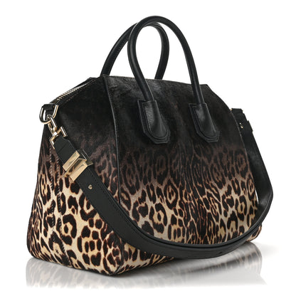 Givenchy Pony Hair Smooth Calfskin Leopard Print Antigona Black 2 of 7