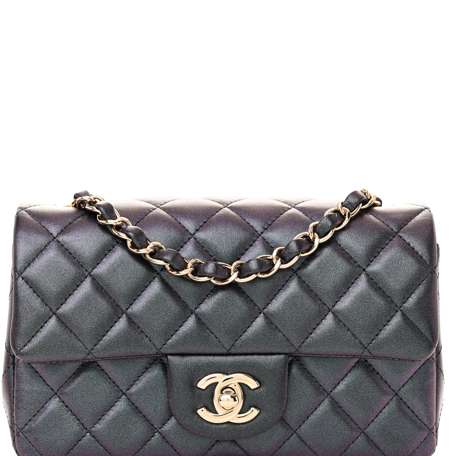 Chanel Iridescent Lambskin Quilted Mini Rectangular Flap Black 8 of 10