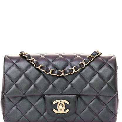 Chanel Iridescent Lambskin Quilted Mini Rectangular Flap Black 8 of 10