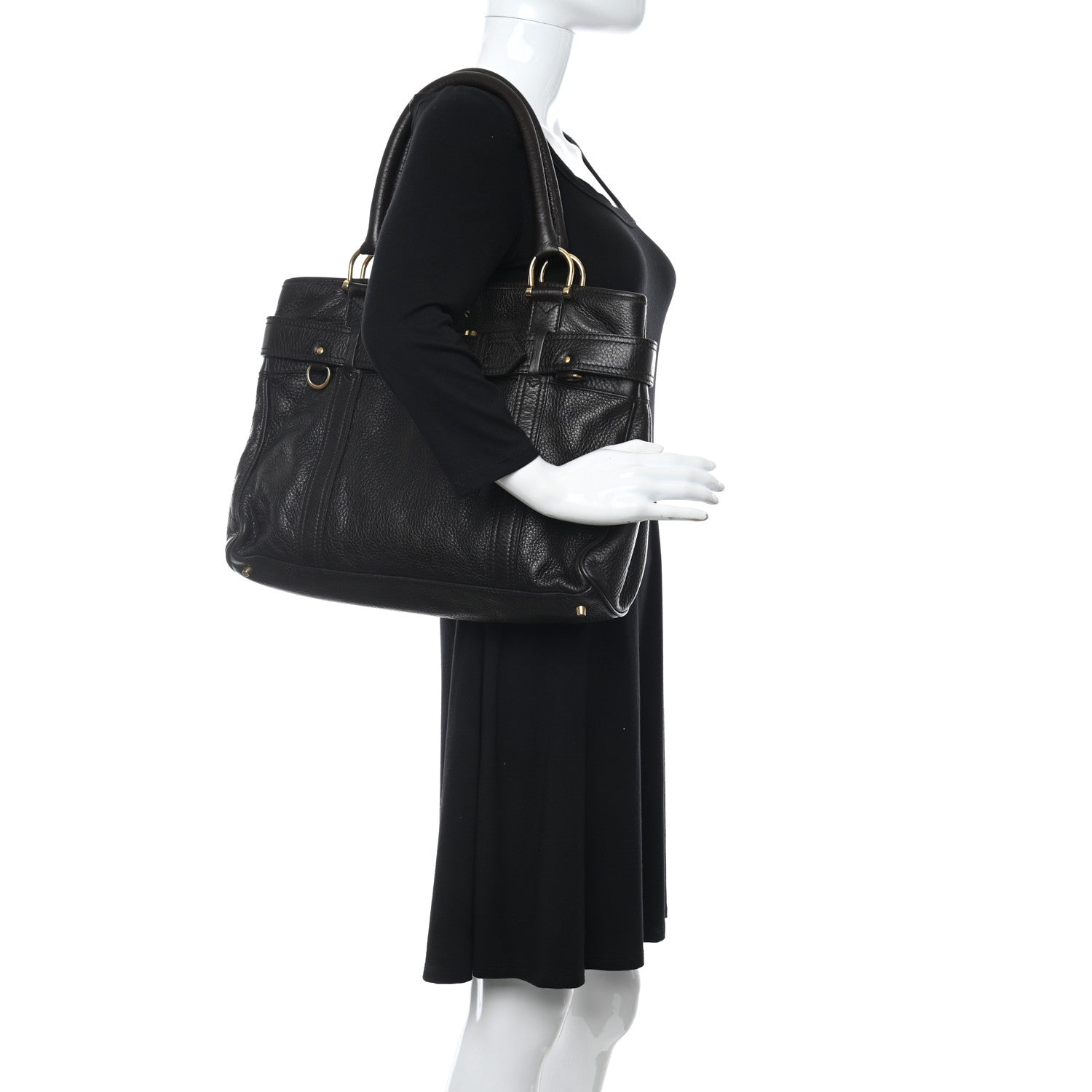 Burberry Calfskin Buckle Tote Dark Brown 2 of 13