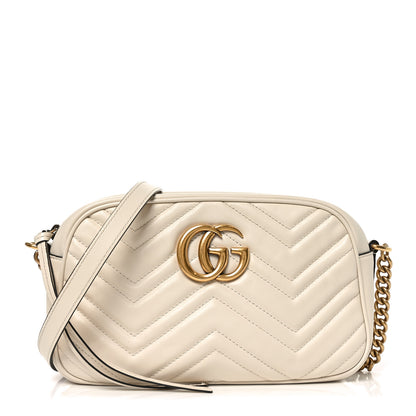 Gucci Calfskin Matelasse Small GG Marmont Chain Shoulder Bag White 1 of 12