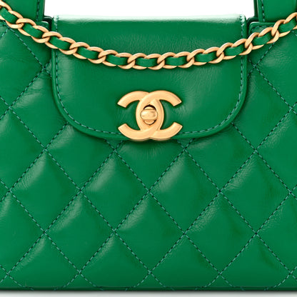 Chanel Shiny Aged Calfskin Quilted Nano Kelly Shopper Green 8 of 10