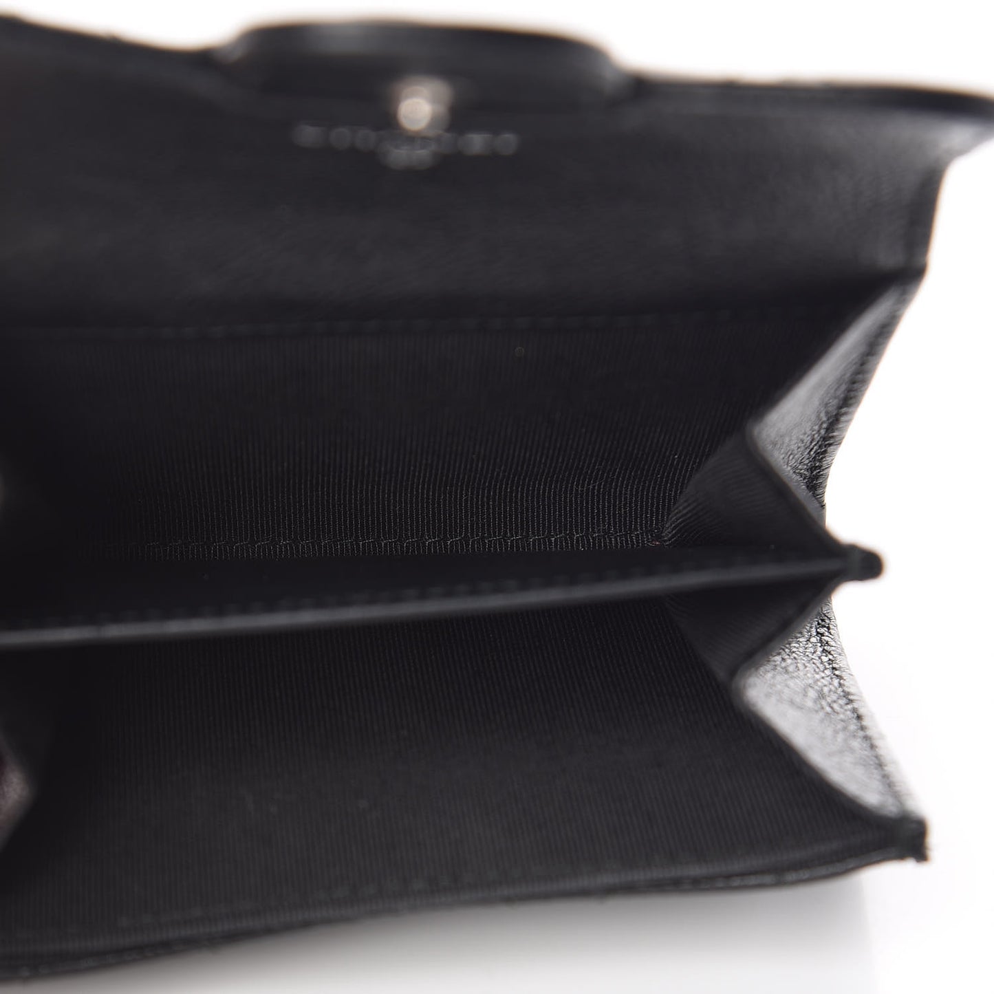 Crumpled Calfskin Quilted Flap Card Holder Wallet So Black