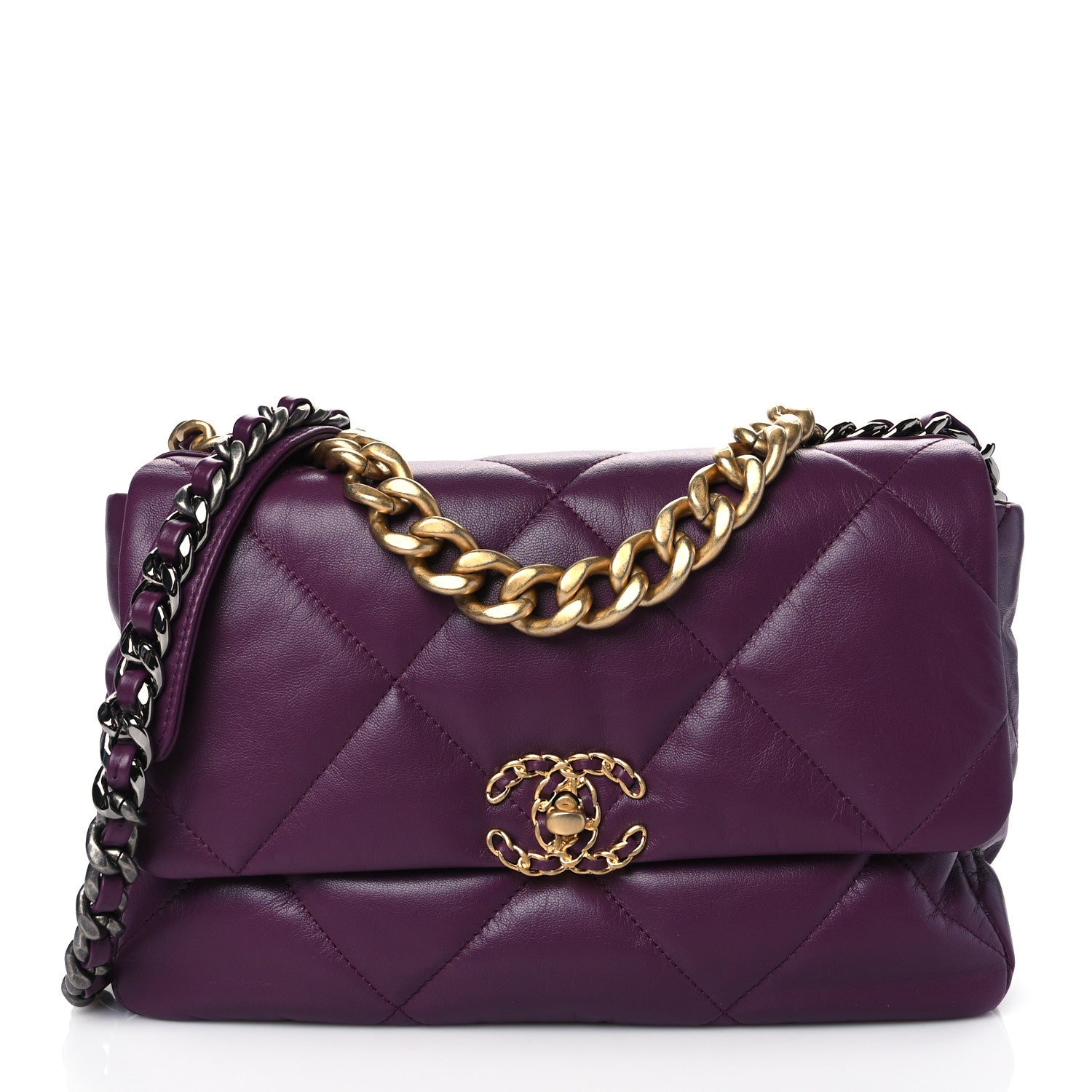 Chanel Goatskin Quilted Large Chanel 19 Flap Purple 1 of 10