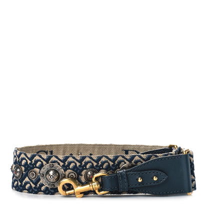 Christian Dior Oblique Studded Shoulder Strap Blue 1 of 6
